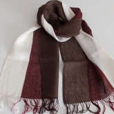 Szal lniany Nr 007 br�z ceg�a ecru