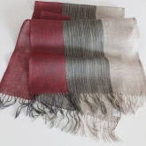 Szal lniany Nr 019 szary pr��ki bordo