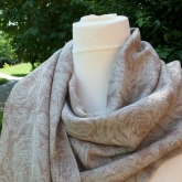 Szal lniany szary z nadrukiem w r�e 44x204