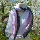 Szal lniany Nr 013 biel r� ziele�