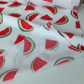 Tkanina bawe�na po�cielowa bia�a w arbuzy
