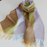 Szal lniany Nr 001 fiolet ziele� z�oto