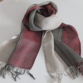 Szal lniany Nr 019 szary pr��ki bordo