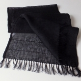 Szal lniany czarny z haftem