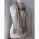 Szalik lniany Nr 003 szary z metalizowanymi fr�dzlami 23x220