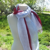 Szal lniany Nr 011 b��kit malina biel