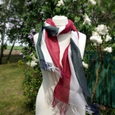 Szal lniany Nr 021 malina ecru ziele�