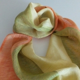 Szal lniany Nr 018 ��ty ziele� pomara�cz