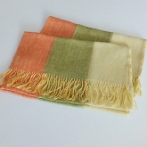 Szal lniany Nr 018 ��ty ziele� pomara�cz