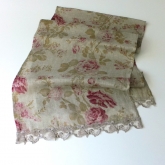 Szal lniany szary w r�e z koronk� 43x190