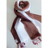 Szal lniany Nr 005 br�z biel ceg�a
