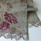 Szal lniany szary w r�e z koronk� 43x190