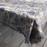 Obrus lniano-bawe�niany �akard szaro-granatowy 140x150