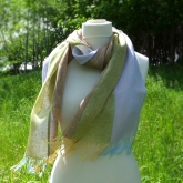 Szal lniany Nr 001 fiolet ziele� z�oto