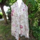 Szal lniany szary w r�e z koronk� 43x190