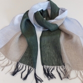 Szal lniany Nr 012 b��kit szary ziele�