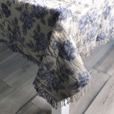 Obrus lniano-bawe�niany �akard szaro-granatowy 140x150