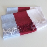 Szal lniany Nr 011 b��kit malina biel