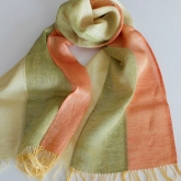 Szal lniany Nr 018 ��ty ziele� pomara�cz