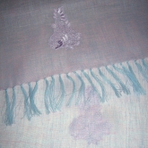 Szal lniany liliowy jasny z aplikacjami