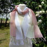 Szal lniany Nr 004 biel ecru r�