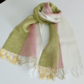 Szal lniany Nr 015 ziele� r� ecru