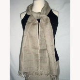 Szal lniany szary z haftem