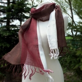 Szal lniany Nr 007 br�z ceg�a ecru