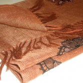 Szal lniany br�z orzechowy z aplikacjami