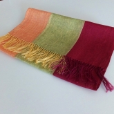 Szal lniany Nr 010 malina ziele� pomara�cz