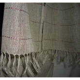 Szal lniany szary z haftem