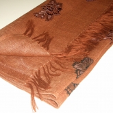 Szal lniany br�z orzechowy z aplikacjami