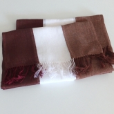 Szal lniany Nr 005 br�z biel ceg�a