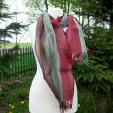 Szal lniany Nr 008 ceg�a pr��ki br�z