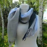 Szal lniany Nr 012 b��kit szary ziele�