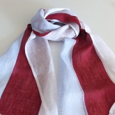 Szal lniany Nr 011 b��kit malina biel