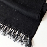 Szal lniany czarny z haftem