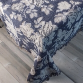 Obrus lniano-bawe�niany �akard szaro-granatowy 140x150