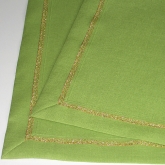  Serwetki lniane Nr 004 z koronk� z�ot� zielone komplet